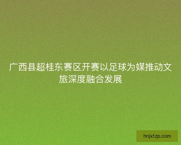 广西县超桂东赛区开赛以足球为媒推动文旅深度融合发展